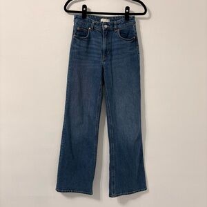 H&M High Rise Wide Leg Blue Jeans Sz 2